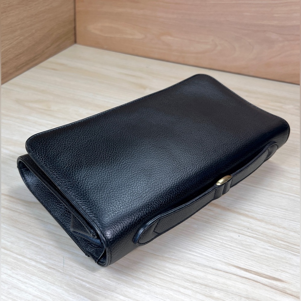 Rare Vintage COACH Madison 1990s Black Pebbled Leather Clutch Bag No G5E-4416